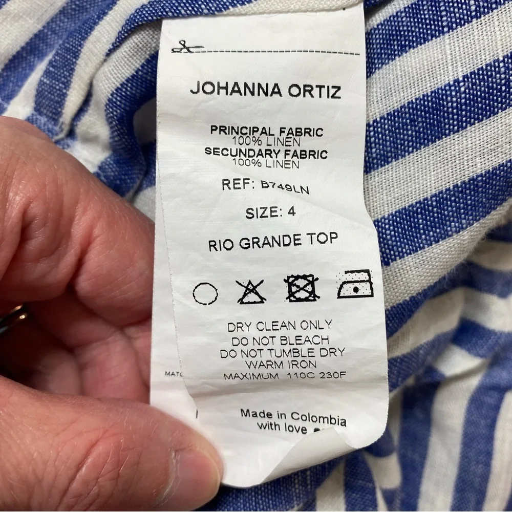 Johanna Ortiz Rio Grande Linen Striped High-Low Blouse 4 - Picture 10 of 11